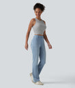 Halara Flex™ High Waisted Pockets Washed Casual Bootcut Jeans - Ice Water Denim