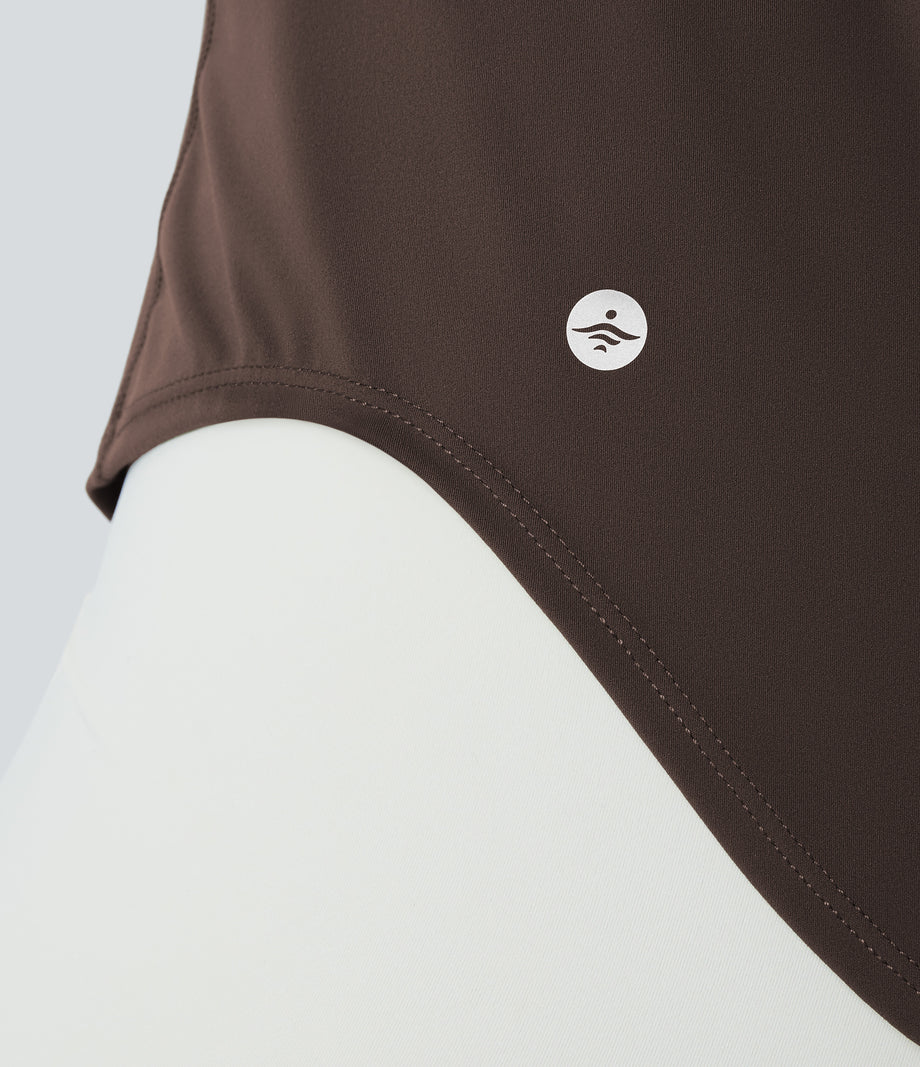 Halara UltraSculpt™ Round Neck Curved Hem Workout Tank Top - Hot Fudge