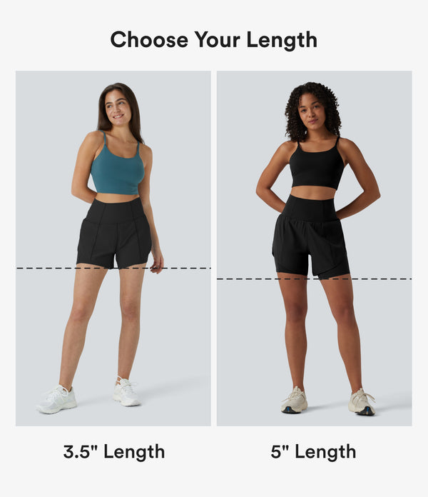 Breezeful™ Super High Waisted Curved Hem 2-in-1 Pocket Quick Dry Yoga Shorts 3.5'' - Black