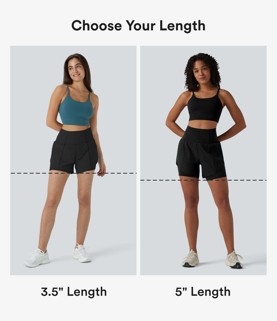 Breezeful™ Super High Waisted Curved Hem 2-in-1 Pocket Quick Dry Yoga Shorts 3.5'' - Black
