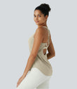 Halara UltraSculpt™ Round Neck Curved Hem Workout Tank Top - Almond Milk