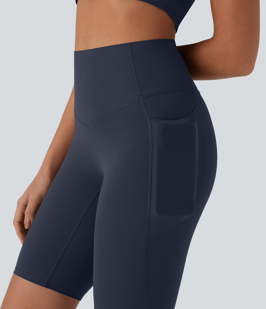 Halara UltraSculpt™ High Waisted Tummy Control Pocket Shaping Training Biker Shorts 9'' - Mood Indigo