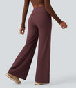 DayStretch High Waisted Tummy Control Wide Leg Baggy Yoga Pants with Pockets - Red Mahogany