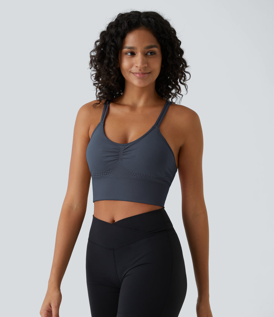 OneForm Seamless Flow Low Support Ruched Double Straps Sports Bra A-D Cups - Spellbound