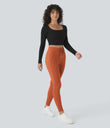 SoftlyZero™ Plush High Waisted Drawstring Pocket Plain Full Length Joggers - Orange Rust