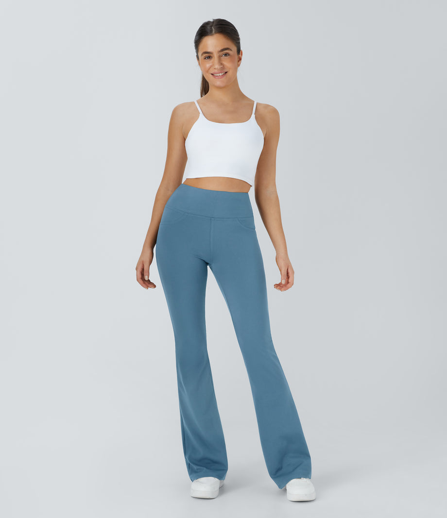 DayStretch High Waisted Pocket Flare Yoga Leggings - Light Azure