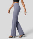 Halara Flex™ High Waisted Back Side Pocket Slight Flare Work Pants - Cement Gray