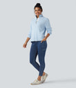 Halara Flex™ Crossover Pocket Washed Denim Work Leggings - Tide Blue Denim