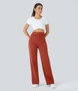 DayStretch High Waisted Pockets Straight Leg Casual Pants - Cinnabar