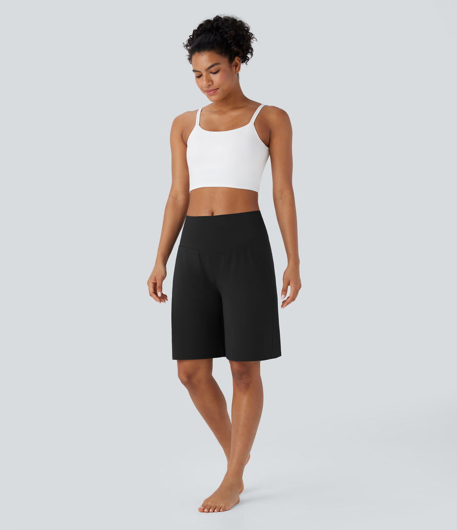 SoftlyZero™ Airy High Waisted Pockets Cool Touch Yoga Bermuda Shorts - Black