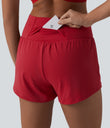 SoftlyZero™ Airy Crossover High Waisted 2-in-1 Cool Touch Yoga Shorts 3'' with Pockets - Salsa