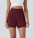 SoftlyZero™ Airy Super High Waisted 2-in-1 Cool Touch Yoga Shorts 5'' with Pockets - Zinfandel