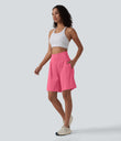 SoftlyZero™ Airy Super High Waisted 2-in-1 Cool Touch Yoga Shorts 9" with Pockets - Pink Lemonade