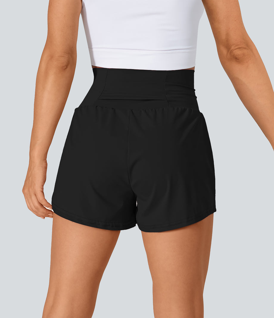 SoftlyZero™ Airy Super High Waisted 2-in-1 Cool Touch Yoga Shorts with Pockets - Black