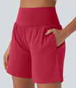 SoftlyZero™ Airy Super High Waisted 2-in-1 Cool Touch Yoga Shorts 7" with Pockets - Winterberry