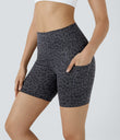 High Waisted Pocket Running Biker Shorts - Black Panther