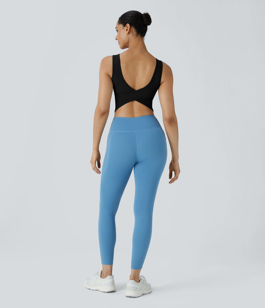 U Neck Crossover Barre Ballet Dance Tank Top A-D Cups - Black