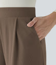 Halara Flex™ High Waisted Body Sculpt Waist-Slimming Pocket Wide Leg Micro Waffle Work Pants - Shitake
