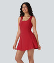 SoftlyZero™ Airy U Neck 2-in-1 Pocket Mini Cool Touch Dance Active Dress - Salsa