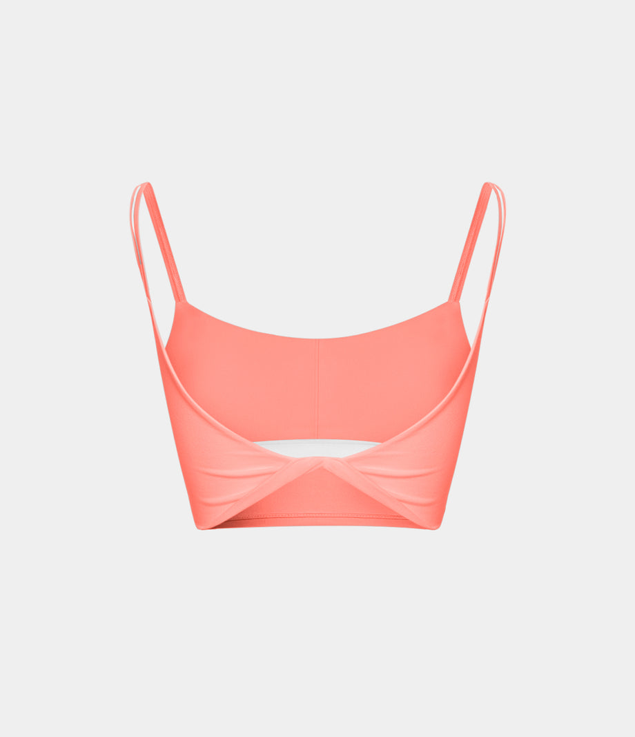 Double Straps Cropped Yoga Tank Top - Fusion Coral