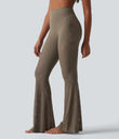 Halara UltraSculpt™ High Waisted Tummy Control Contrast Lace Yoga Flare Leggings with Pocket - Dawn Brown