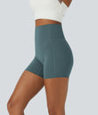 Halara UltraSculpt™ High Waisted Tummy Control Side Pocket Shaping Training Biker Shorts 5'' - North Atlantic
