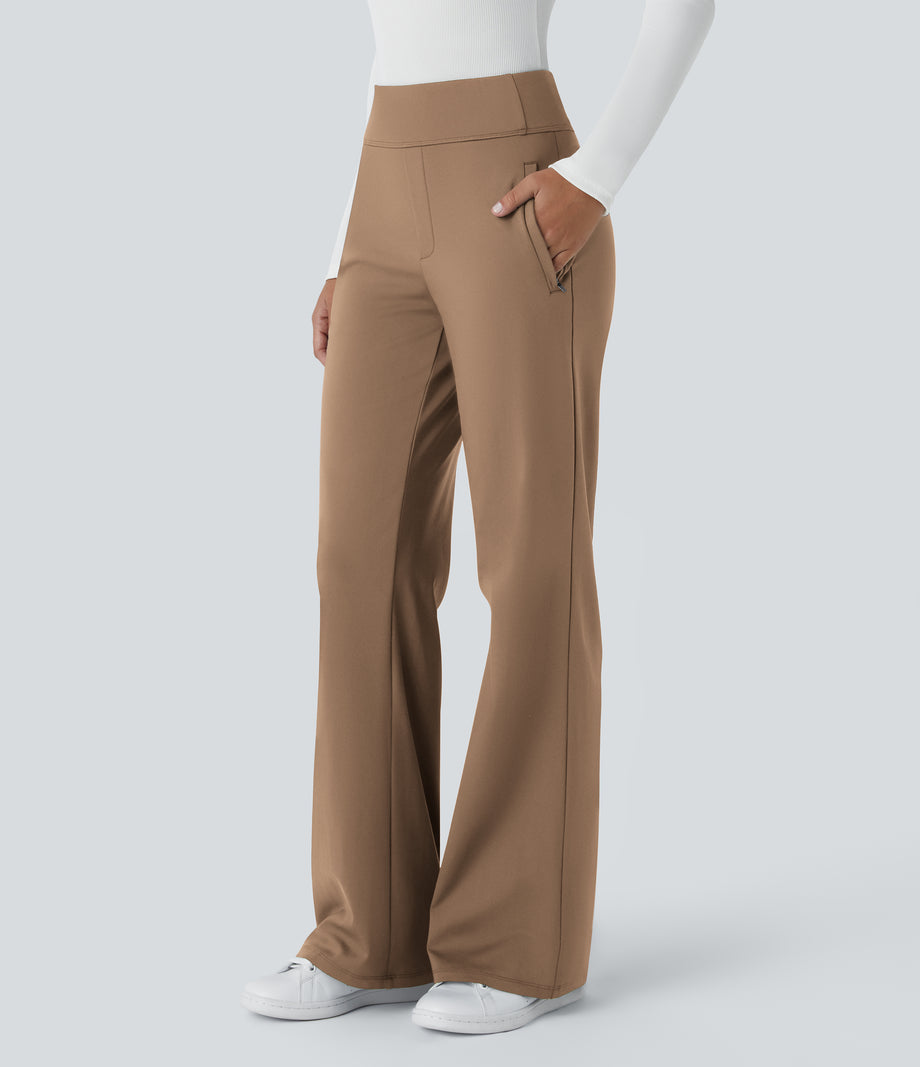 Halara Flex™ DayStretch Mid Rise Side Zipper Pocket Work Flare Pants - Burro