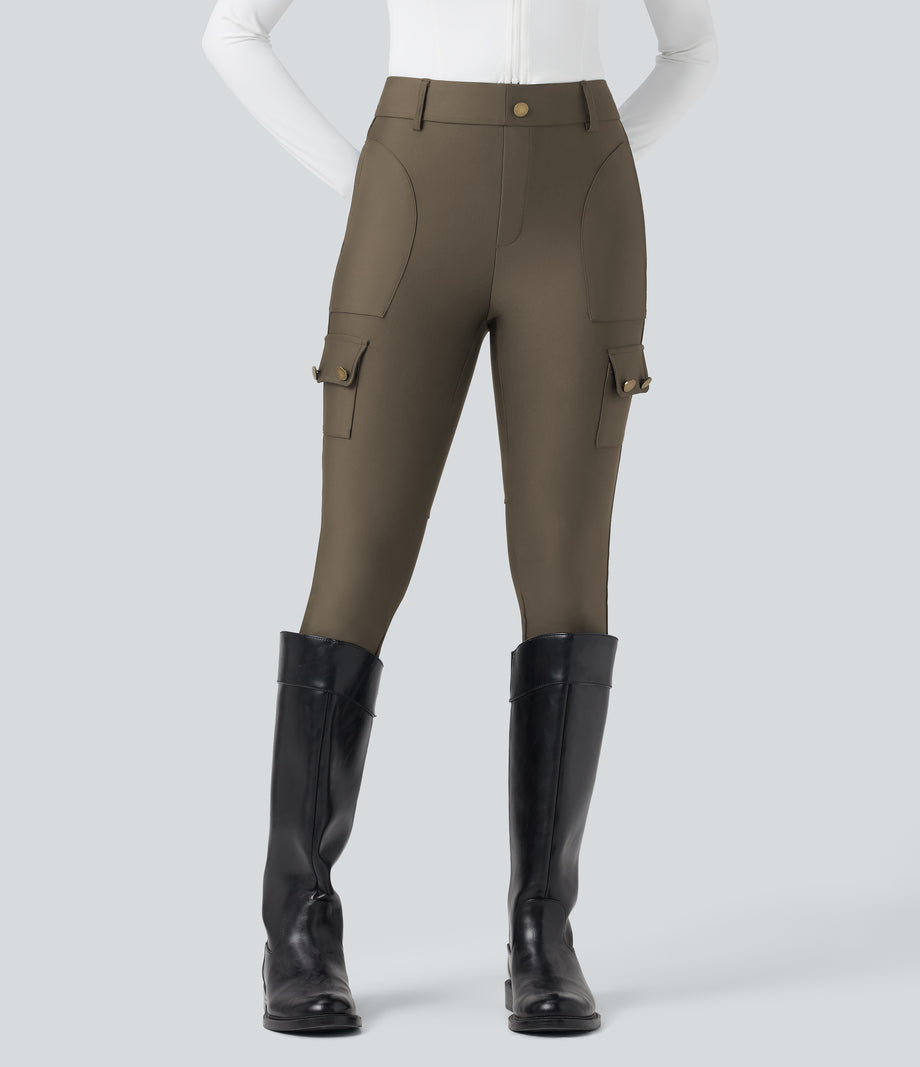 High Waisted Sheen 7/8 Leggings with Pockets - Hay Brown