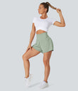 SoftlyZero™ Airy Super High Waisted 2-in-1 Cool Touch Yoga Shorts with Pockets - Light Bean Green