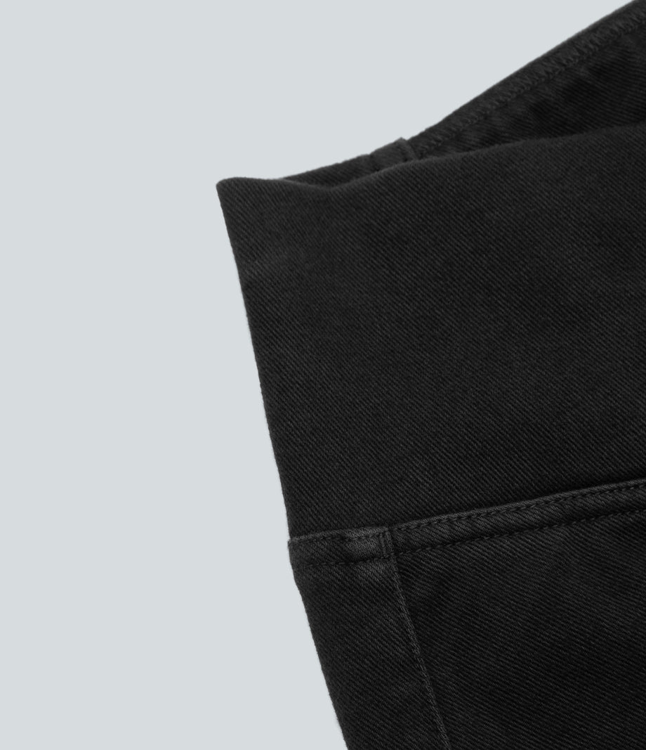Halara Flex™ High Waisted Crossover Pocket Washed Casual Jeans - Black Denim
