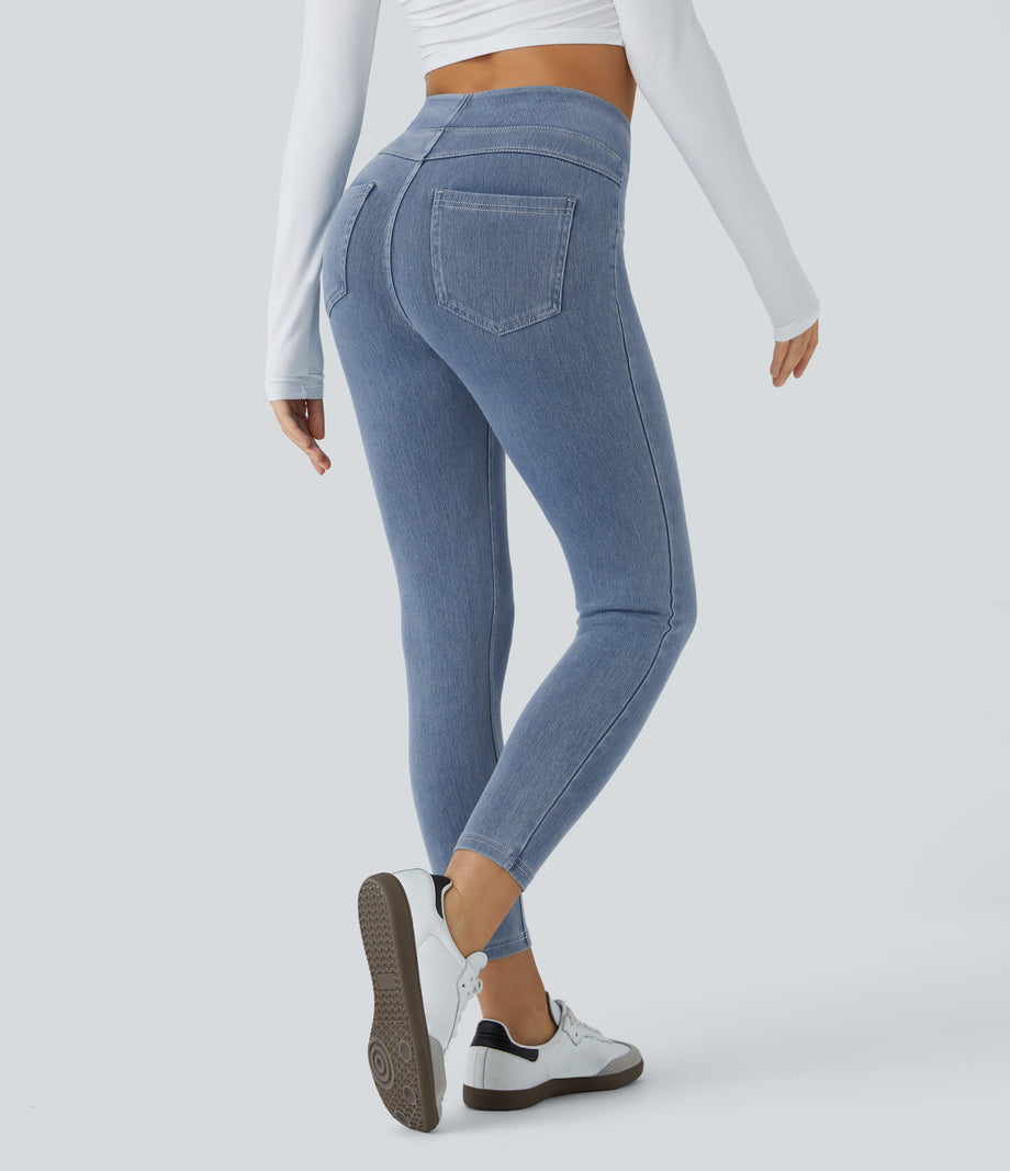 Halara Flex™ High Waisted Pocket Denim Casual Leggings - Ice Crevice Denim