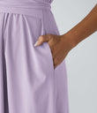 Breezeful™ V Neck Short Sleeve Pocket Tie Back Quick Dry Midi Casual Dress-Longer Length - Leisurely Lavender