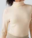Halara HeatCore Turtleneck Long Sleeve Thumb Hole Casual Warming Top - Whitecap Gray