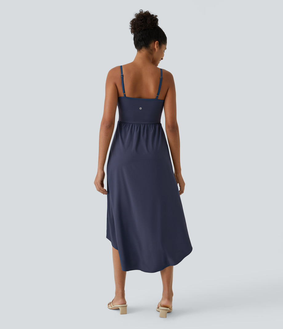 Breezeful™ High Low 2-Piece Pocket Flowy Midi Quick Dry Casual Dress - Patriot Blue