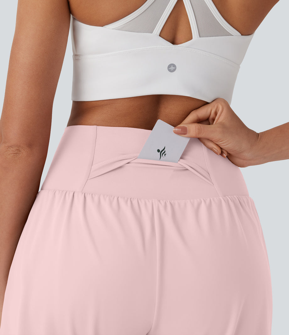 SoftlyZero™ Airy Super High Waisted 2-in-1 Cool Touch Yoga Shorts 7" with Pockets - Primrose Pink