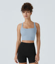 SoftlyZero™ Airy Square Neck Backless Crisscross Cropped Cool Touch Yoga Tank Top-UPF50+ - Baby Blue