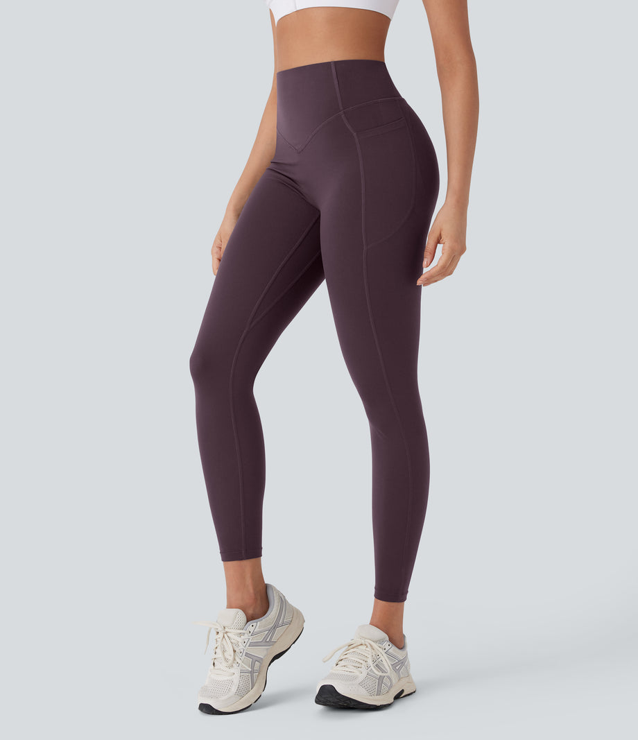 Halara UltraSculpt™ High Waisted Tummy Control Butt Lifting Ruched Pocket Shaping Yoga Leggings - Night's Purple