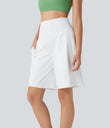 SoftlyZero™ Airy High Waisted Pockets Cool Touch Yoga Bermuda Shorts - White