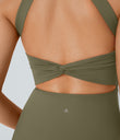 Backless Twisted Active Dress - Withered Green
