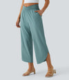 Breezeful™ High Waisted Crossover Quick Dry Resort Pants with Pockets - Stone Blue