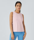 Cut Out Crossover Hem Solid Yoga Tank Top - Pale Lilac