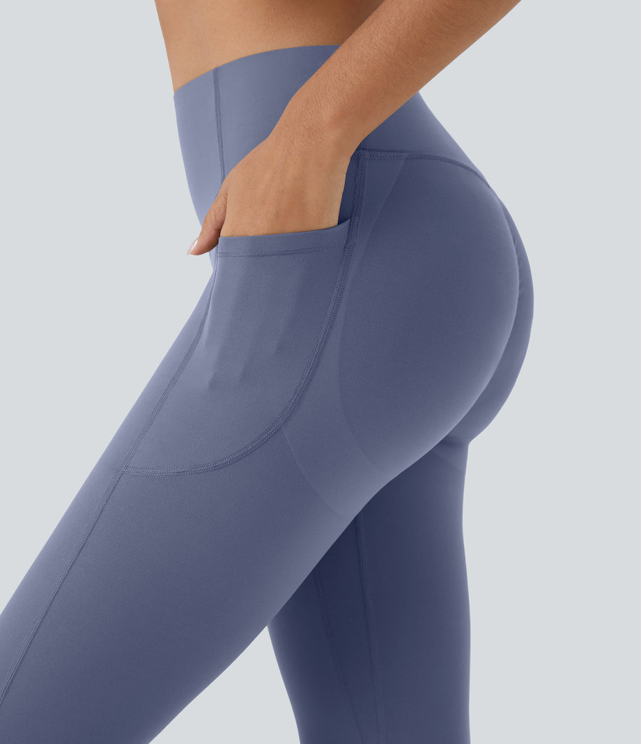Halara UltraSculpt™ High Waisted Scrunch Butt Lifting Tummy Control Pocket Shaping Capri Training Leggings - Silent Blue