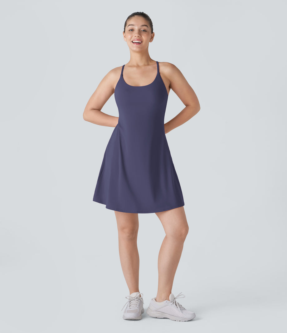 SoftlyZero™ Plush Backless Active Dress-Longer Length-Easy Peezy Edition - Peacoat