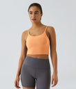 Basic Padded Workout Cropped Low Support Tank Top A-D Cups - Sunflower