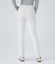 DayStretch High Waisted Zipper Pockets Solid Skinny Cargo Pants - White