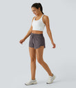 Mid Rise Drawstring Contrast Mesh 2-in-1 Flowy Running Shorts 3'' - Sparrow