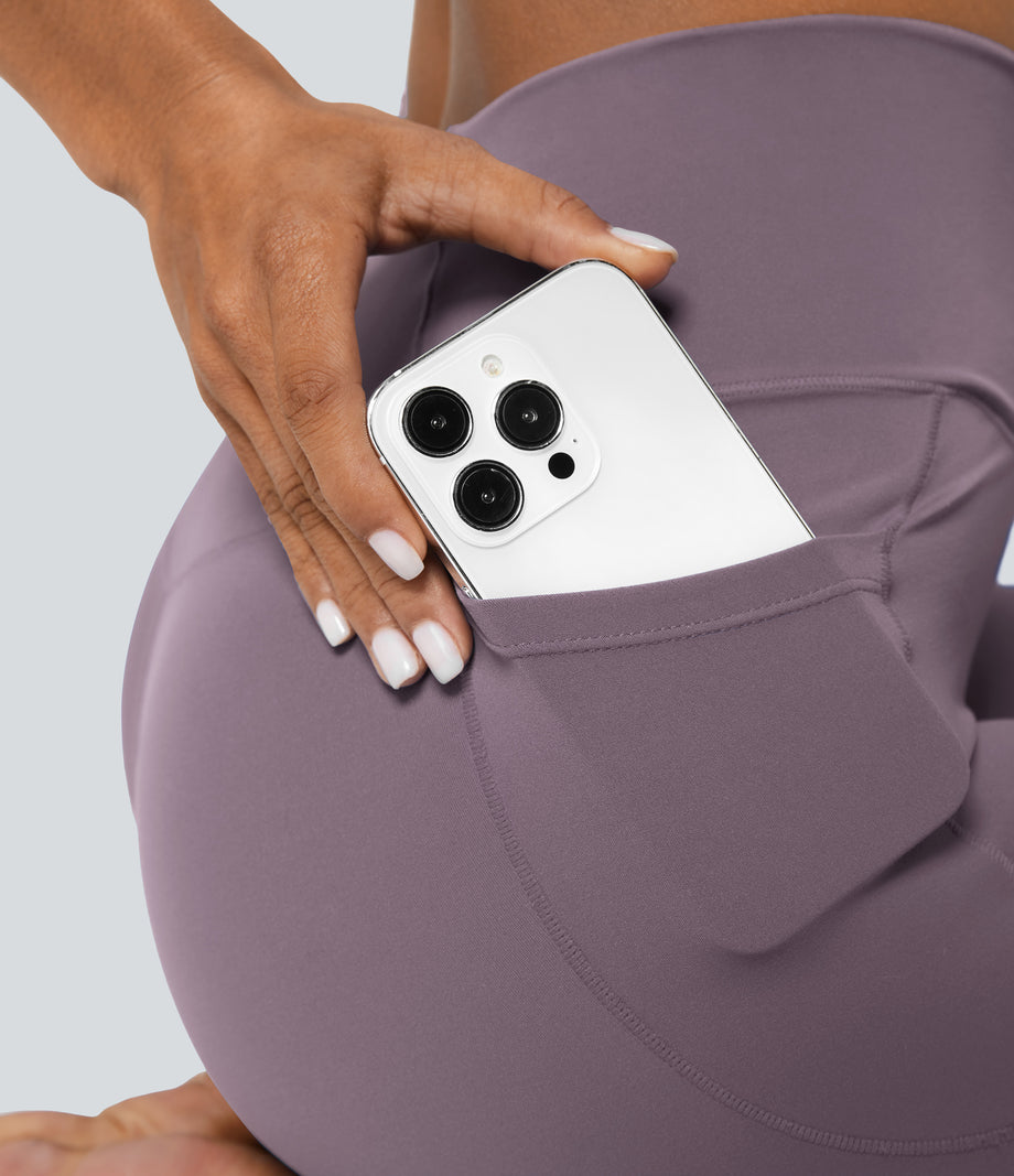 SoftlyZero™ Crossover Pocket Plain Leggings-UPF50+ - Cinnabar Purple