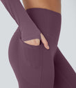 SoftlyZero™ Plush Thermal High Waisted Tummy Control Pocket Workout Leggings - Prune Purple