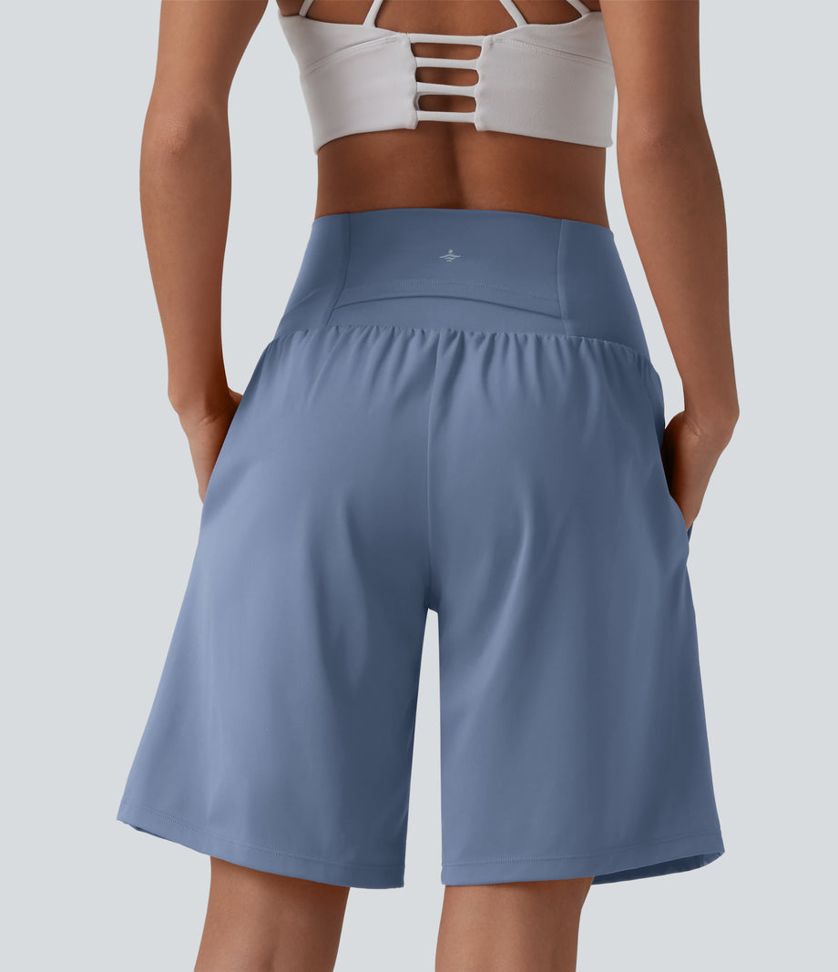 SoftlyZero™ Airy Super High Waisted 2-in-1 Cool Touch Yoga Shorts 9" with Pockets - Infinity