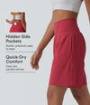SoftlyZero™ Airy Super High Waisted 2-in-1 Cool Touch Yoga Shorts 9" with Pockets - Winterberry